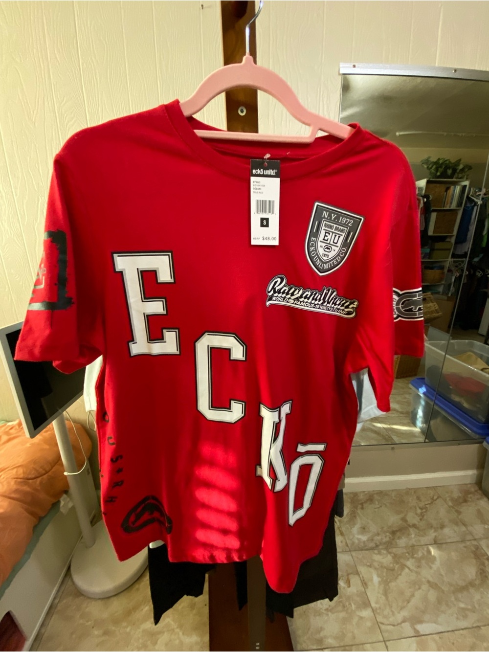 Ecko Unlimited Red Short-Sleeve Graphic Tee with White & Black Accents